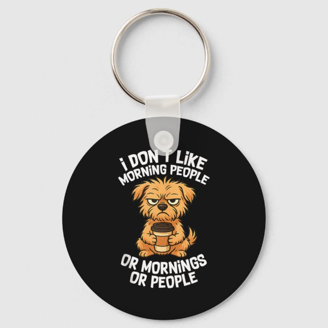 Funny Quote Coffee Sleepy Cute Dog Puppy Lover Gif Schlüsselanhänger (Vorderseite)