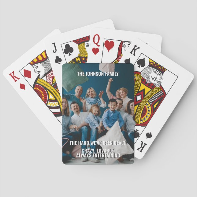 Funny Quote Custom Family Foto Name Spielkarten (Rückseite)