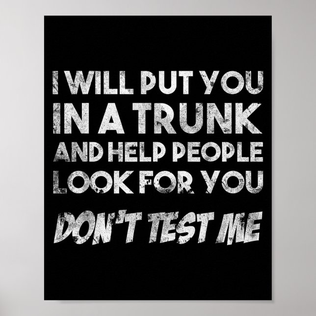 Funny Quote Don't Test Me Designs And Black Modern Poster (Vorne)