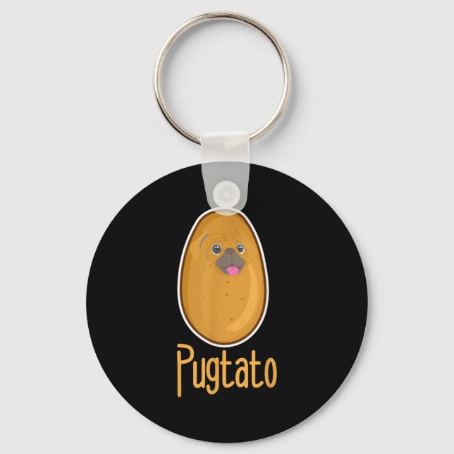 Funny Quote Pugtato Potato Hunde Schlüsselanhänger (Vorderseite)