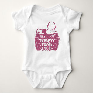 Funny Quote The Literal Tummy Time Champion Pink Baby Strampler