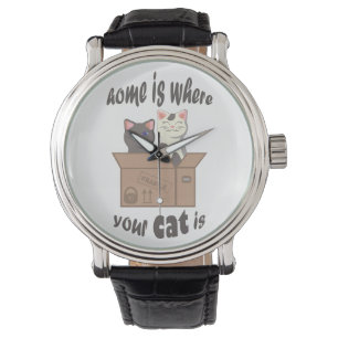 Funny quote Zuhause ist, wo Ihre Katze ist Armbanduhr