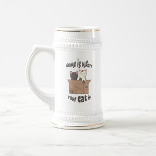 Funny quote Zuhause ist, wo Ihre Katze ist Bierglas