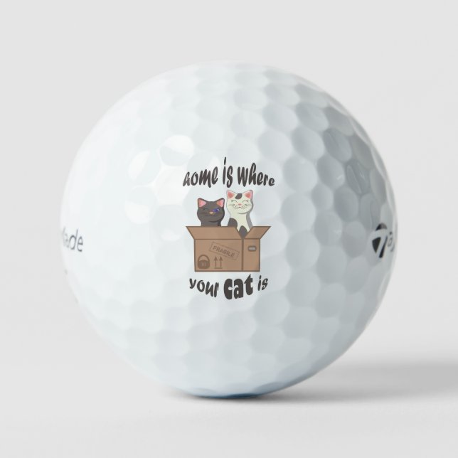 Funny quote Zuhause ist, wo Ihre Katze ist Golfball (Vorderseite)