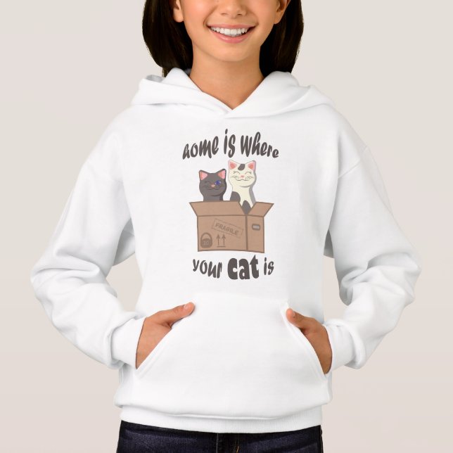 Funny quote Zuhause ist, wo Ihre Katze ist Hoodie (Vorderseite)