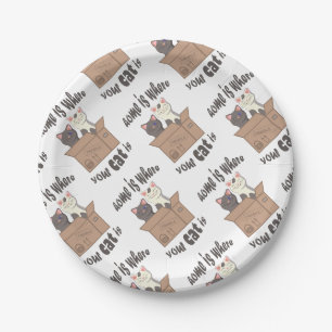 Funny quote Zuhause ist, wo Ihre Katze ist Pappteller