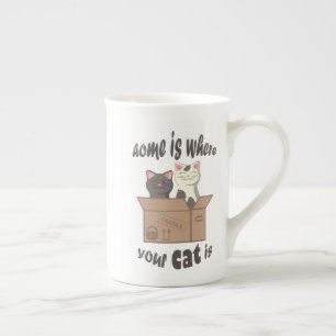 Funny quote Zuhause ist, wo Ihre Katze ist Prozellantasse