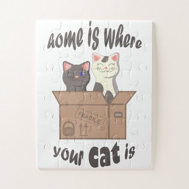 Funny quote Zuhause ist, wo Ihre Katze ist Puzzle (Vertikal)