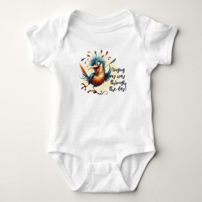 Funny Quotes Funny Quirky Whimsical Bird Baby Strampler (Vorderseite)