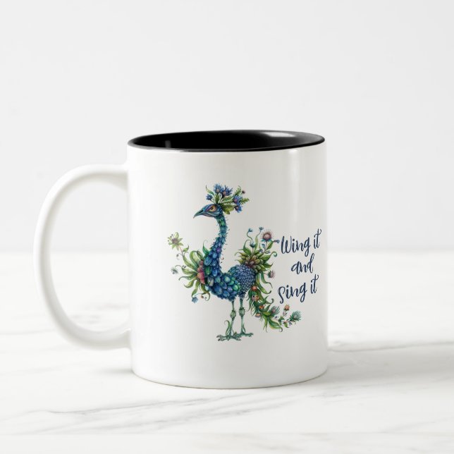 Funny Quotes Funny Quirky Whimsical Bird Zweifarbige Tasse (Links)