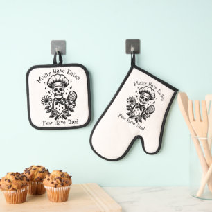 Funny Quotes Skeleton Gothic Halloween Kochen Ofenhandschuh & Topflappen-Set