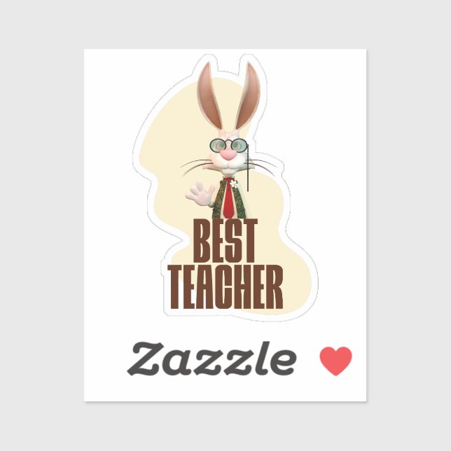 Funny Rabbit Best Teacher Aufkleber (Blatt)