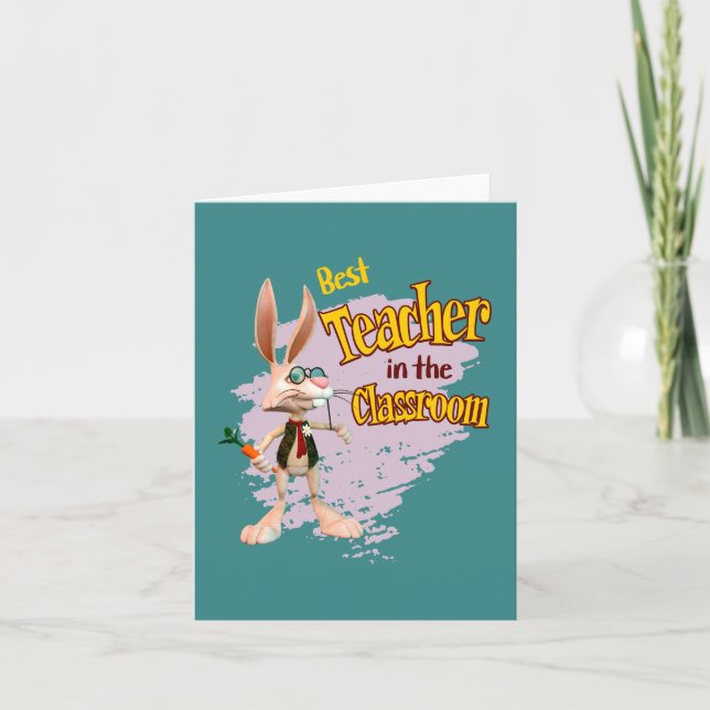 Funny Rabbit Best Teacher im Klassenzimmer (Vorderseite)