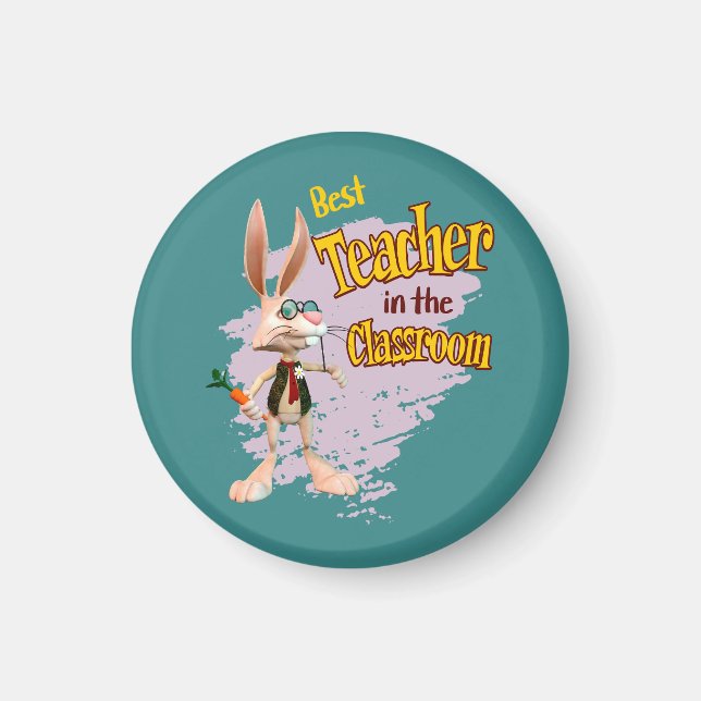 Funny Rabbit Best Teacher im Klassenzimmer Magnet (Vorne)