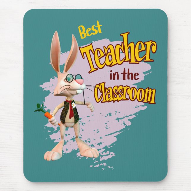 Funny Rabbit Best Teacher im Klassenzimmer Mousepad (Vorne)