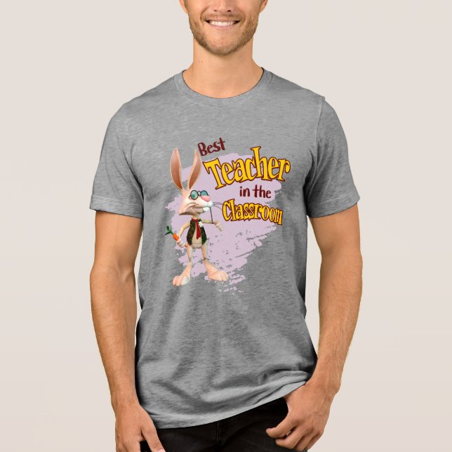 Funny Rabbit Best Teacher im Klassenzimmer Tri-Blend Shirt (Vorderseite)