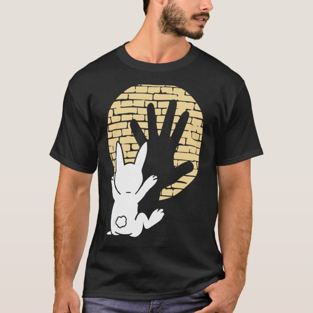 Funny Rabbit Bunny Hand Shadow T-Shirt (Vorderseite)