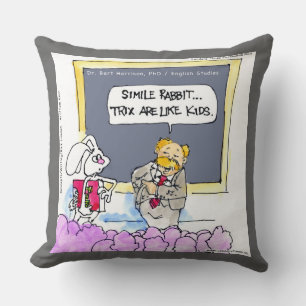 Funny Rabbit Grammar Police Cotton Throw Kissen
