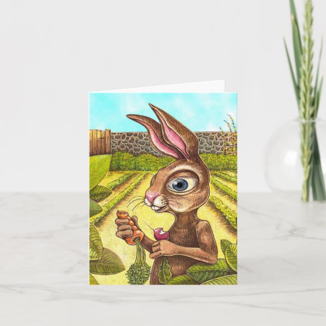 Funny Rabbit Grußkarte Karte (Vorderseite)