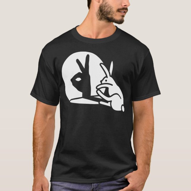 Funny Rabbit hand shadow projection bunny hare pop T-Shirt (Vorderseite)