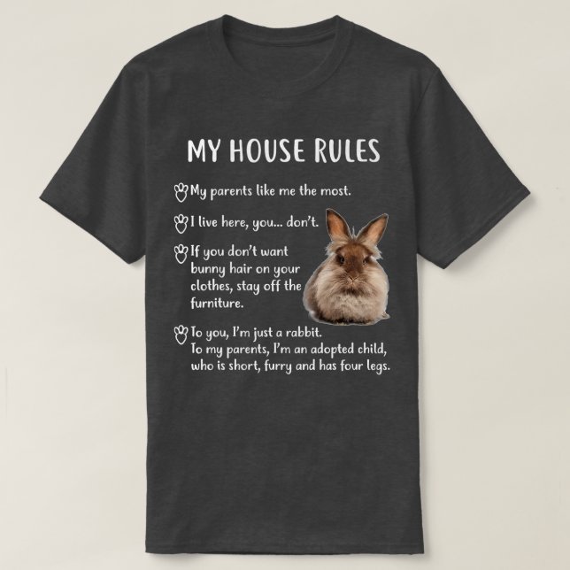 Funny Rabbit, mein Haus regiert Lionhead Bunny T-Shirt (Design vorne)