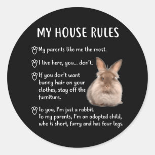 Funny Rabbit My House regiert Lionhead Bunny Runder Aufkleber