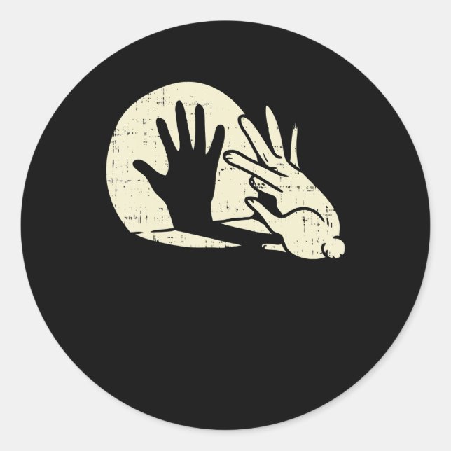 Funny Rabbit Shadow Play Pub Bunny Lover Runder Aufkleber (Vorderseite)