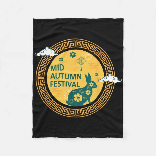 Funny Rabbits Mooncake Chinese New Year Mid Autumn Fleecedecke (Vorderseite)