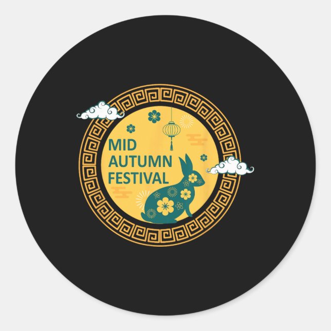 Funny Rabbits Mooncake Chinese New Year Mid Autumn Runder Aufkleber (Vorderseite)