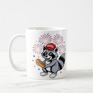 Funny Raccoon 4. Juli Patriotic Niedlich Red White Kaffeetasse