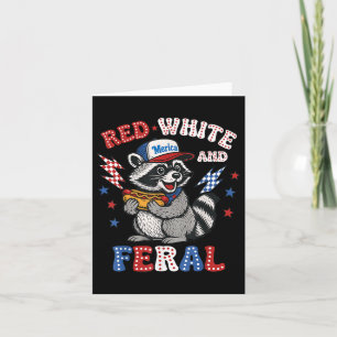 Funny Raccoon 4. Juli Patriotic Niedlich Red White Karte
