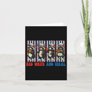 Funny Raccoon 4. Juli Patriotic Niedlich Red White Karte