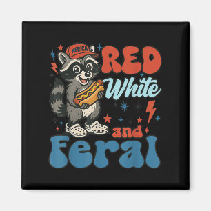 Funny Raccoon 4. Juli Patriotic Niedlich Red White Magnet