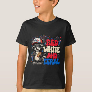 Funny Raccoon 4. Juli Patriotic Niedlich Red White T-Shirt