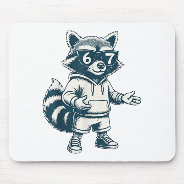 Funny Raccoon 67 Meme Six Seven  Mousepad (Vorne)