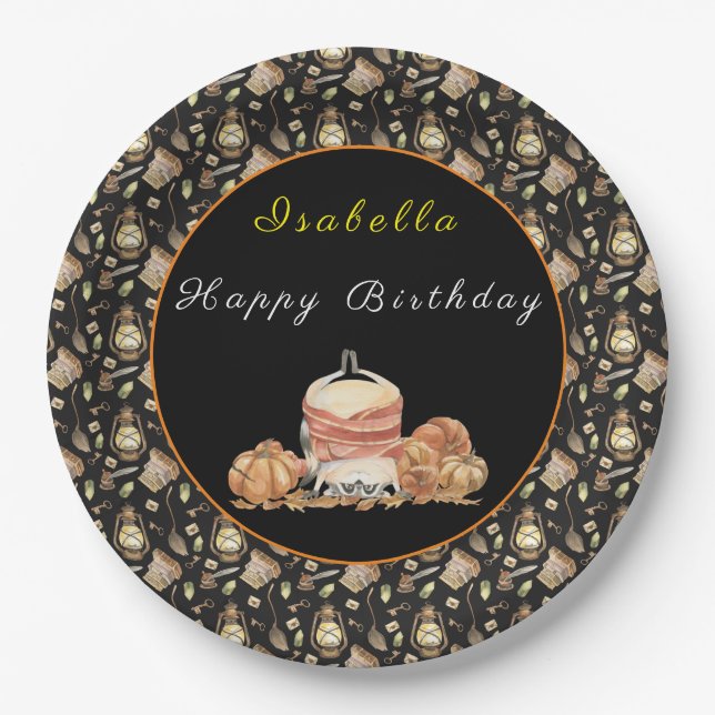 Funny Raccoon Anpassen von Text und Farbe Pappteller (Vorderseite)