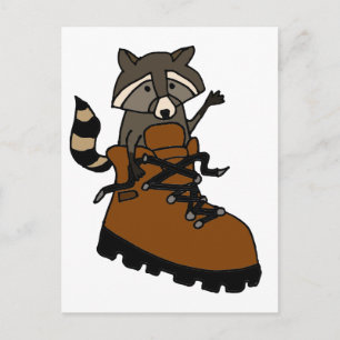 Funny Raccoon beim Wanderboot Postkarte