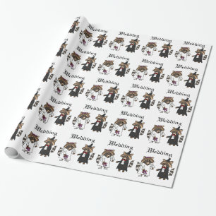 Funny Raccoon Bridge and Groom Wedding Art Geschenkpapier