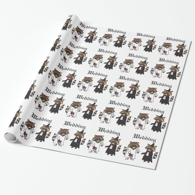 Funny Raccoon Bridge and Groom Wedding Art Geschenkpapier (Ungerollt)