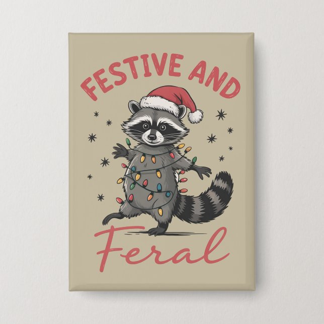 Funny Raccoon Christmas Feral Meme Xmas  Button (Vorderseite)