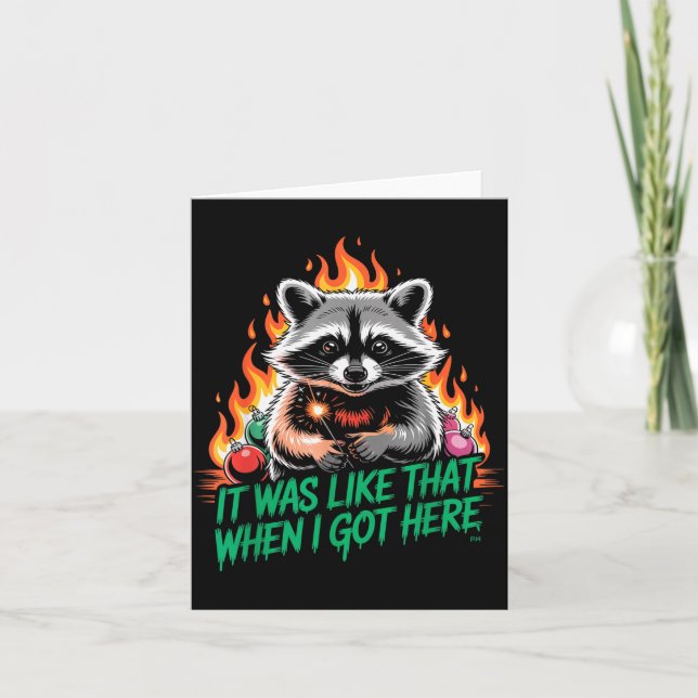 Funny Raccoon Christmas Trash Panda Xmas  Karte (Vorderseite)