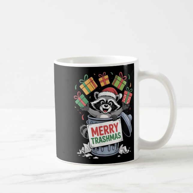 Funny Raccoon Christmas Trash Panda Xmas Merry Tra Kaffeetasse (Rechts)