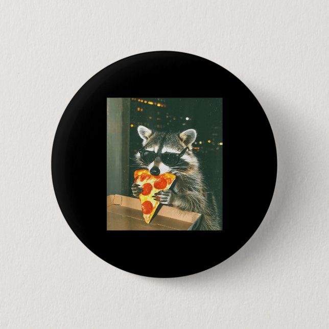Funny Raccoon Eating Zza Animal Meme Men Women Kid Button (Vorderseite)