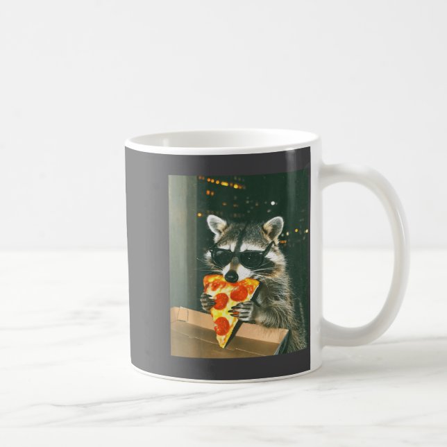 Funny Raccoon Eating Zza Animal Meme Men Women Kid Kaffeetasse (Rechts)