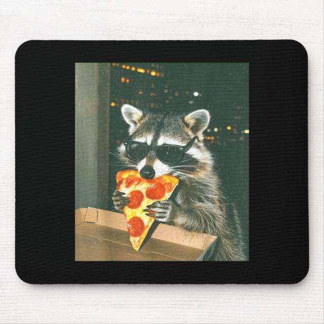 Funny Raccoon Eating Zza Animal Meme Men Women Kid Mousepad (Vorne)