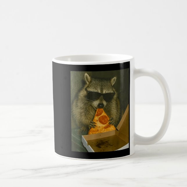Funny Raccoon Eating Zza Animal Meme Raccoon  Kaffeetasse (Rechts)