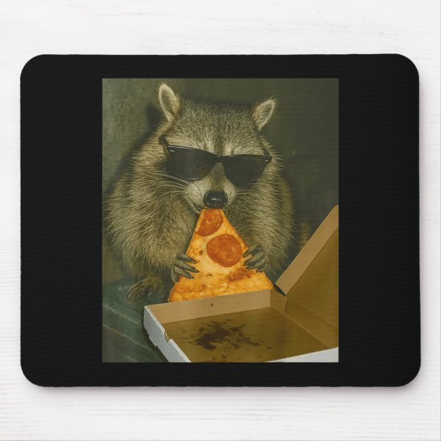 Funny Raccoon Eating Zza Animal Meme Raccoon  Mousepad (Vorne)