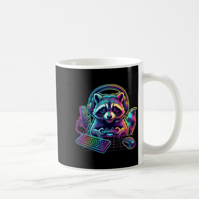 Funny Raccoon Gamer Video Game Gaming Lover  Kaffeetasse (Rechts)