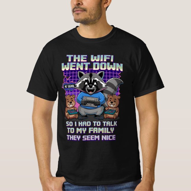 Funny Raccoon Gaming Meme T-Shirt (Vorderseite)