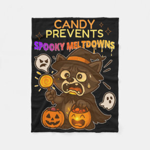 Funny Raccoon Halloween Candy Meltdown für Kinder Fleecedecke